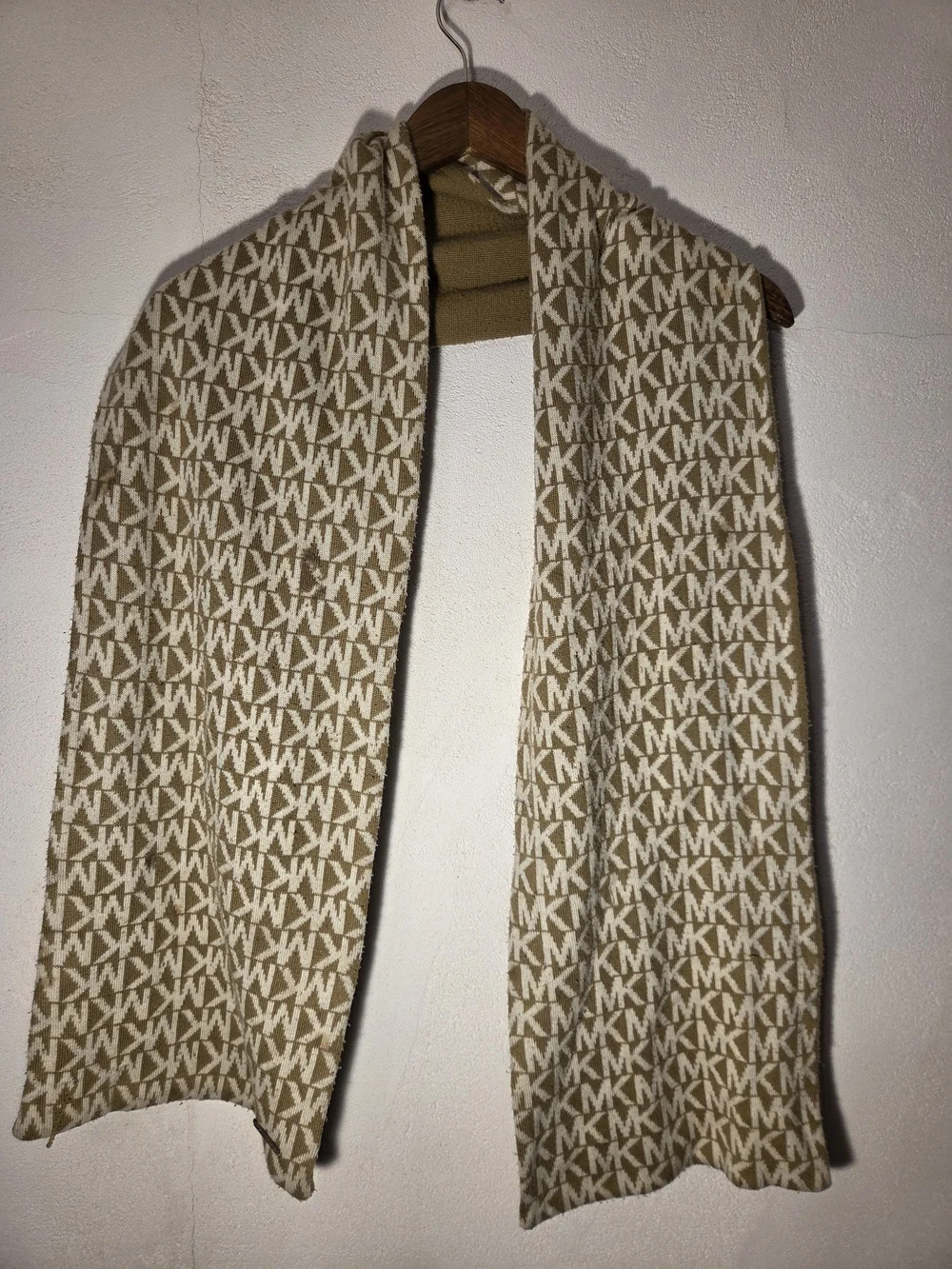 Michael Kors Beige Logo Knit Scarf for Men